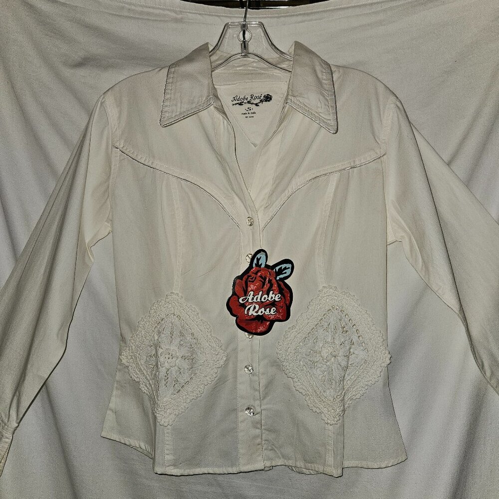 CowGirl SMALL White bridal wedding Blouse